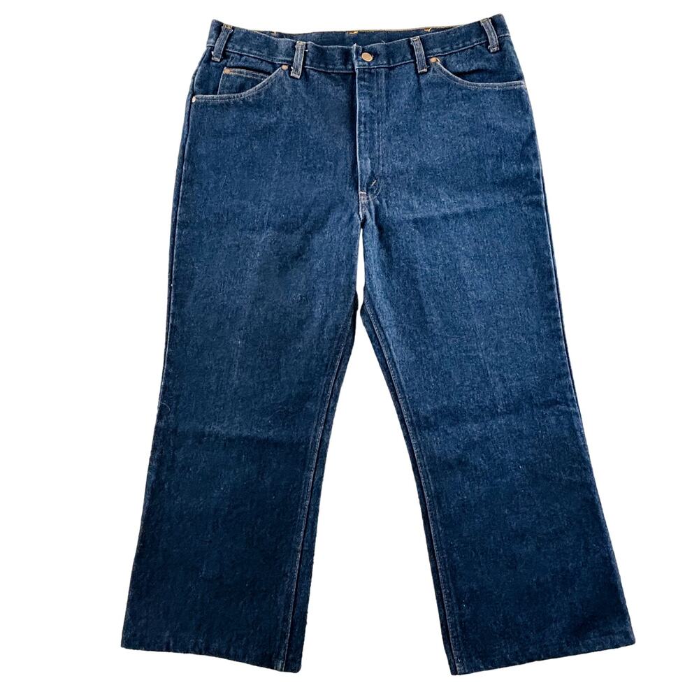 Vintage Mens 38x25 Old Home Bakery Nice Buns Jeans Dark Wash Straight Hemmed